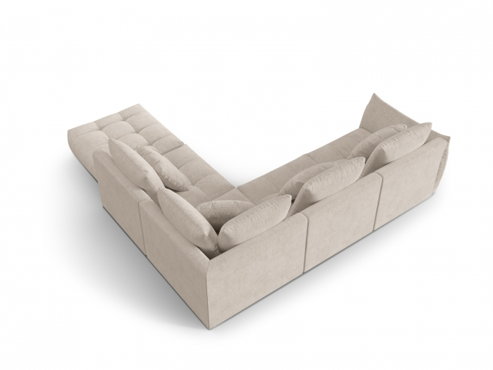 Coltar modular Bloom cu tapiterie din tesatura structurala si colt pe partea dreapta, bej inchis [3]