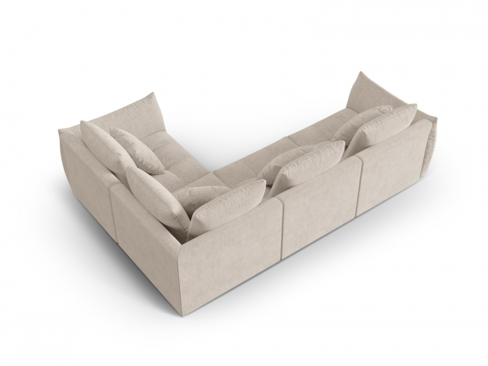 Coltar modular Bloom cu tapiterie din tesatura structurala si colt pe partea dreapta, bej inchis [3]