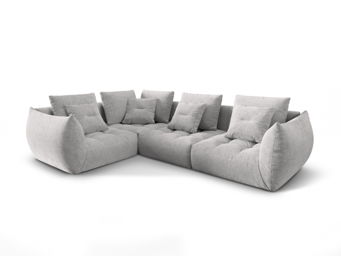 Coltar modular Bloom cu tapiterie din tesatura structurala si colt pe partea stanga, argintiu [2]