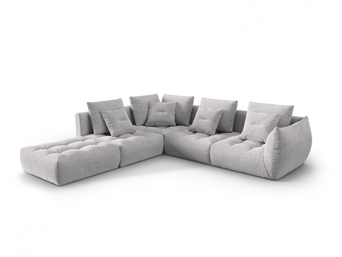 Coltar modular Bloom cu tapiterie din tesatura structurala si colt pe partea stanga, argintiu [2]