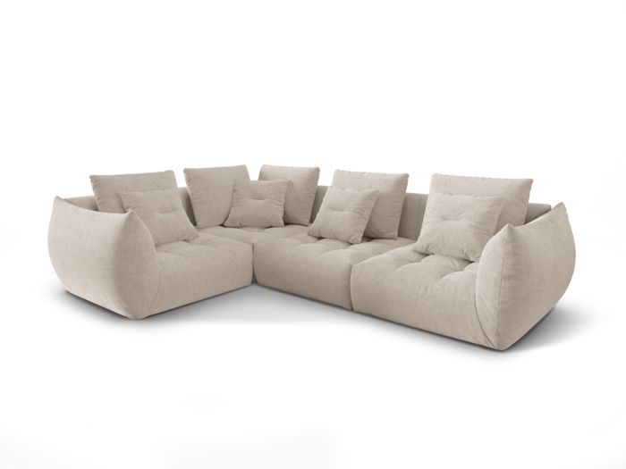 Coltar modular Bloom cu tapiterie din tesatura structurala si colt pe partea stanga, bej inchis [2]