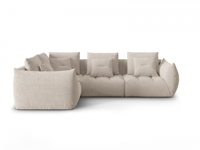 Coltar modular Bloom cu tapiterie din tesatura structurala si colt pe partea stanga, bej inchis [1]