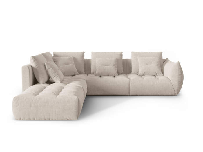 Coltar modular Bloom cu tapiterie din tesatura structurala si colt pe partea stanga, bej inchis [1]