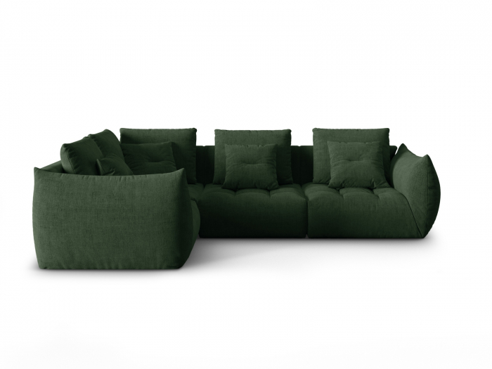 Coltar modular Bloom cu tapiterie din tesatura structurala si colt pe partea stanga, verde inchis [1]
