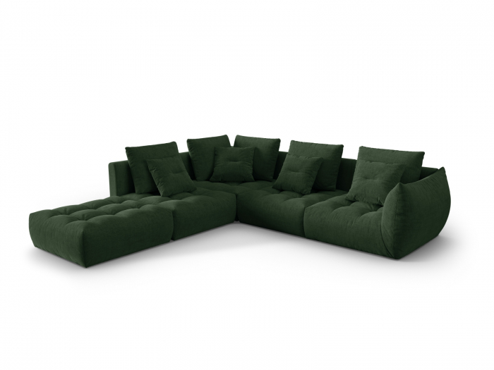 Coltar modular Bloom cu tapiterie din tesatura structurala si colt pe partea stanga, verde inchis [2]
