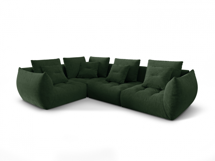 Coltar modular Bloom cu tapiterie din tesatura structurala si colt pe partea stanga, verde inchis [2]