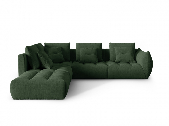 Coltar modular Bloom cu tapiterie din tesatura structurala si colt pe partea stanga, verde inchis [1]