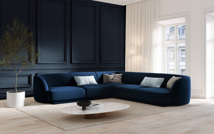 Coltar modular Miley cu tapiterie din catifea, albastru royal [2]