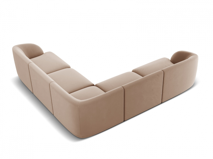 Coltar modular Miley cu tapiterie din catifea, cappuccino [2]