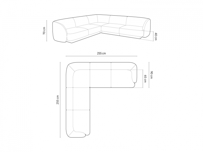 Coltar modular Miley cu tapiterie din catifea, cappuccino [5]