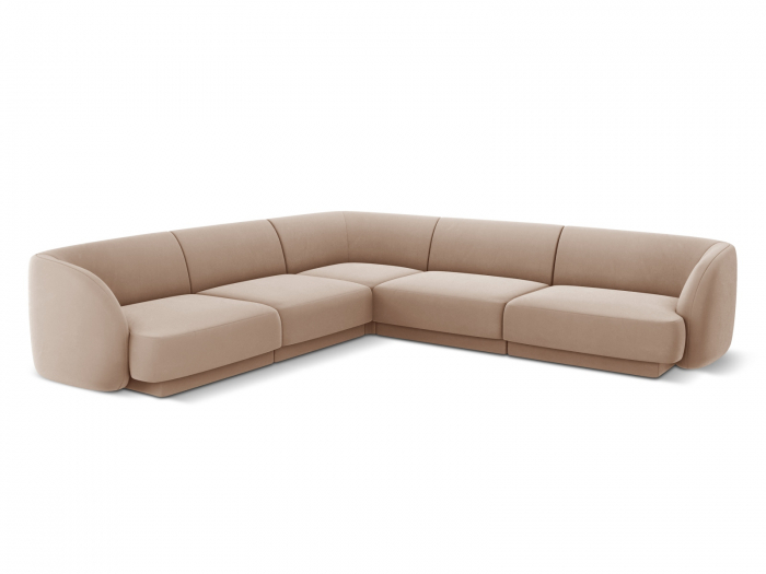 Coltar modular Miley cu tapiterie din catifea, cappuccino [1]