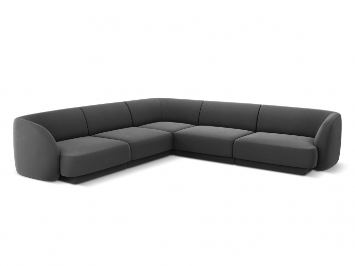 Coltar modular Miley cu tapiterie din catifea, gri [1]