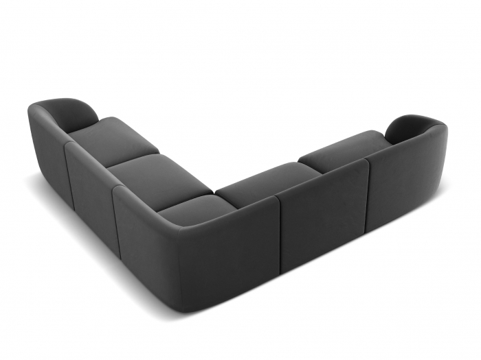 Coltar modular Miley cu tapiterie din catifea, gri [3]