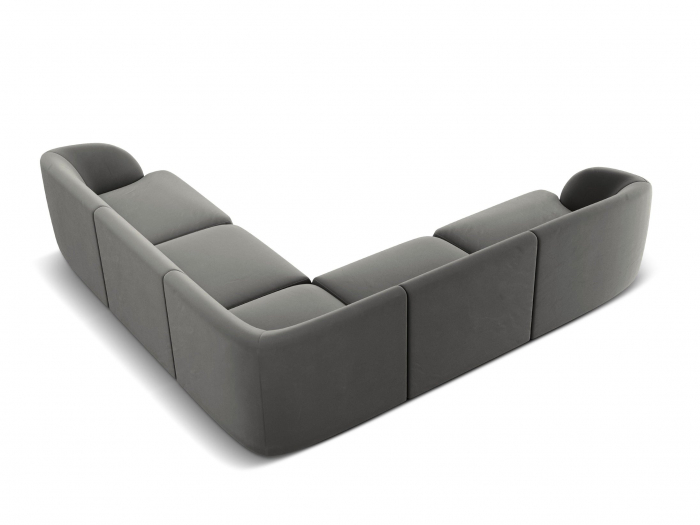 Coltar modular Miley cu tapiterie din catifea, gri deschis [3]