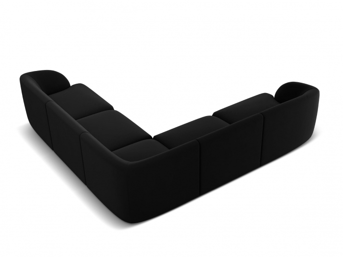 Coltar modular Miley cu tapiterie din catifea, negru [3]