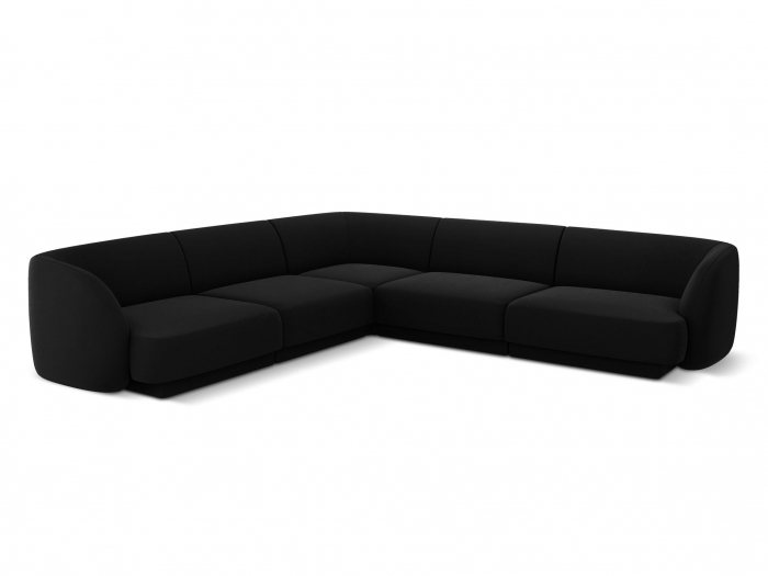Coltar modular Miley cu tapiterie din catifea, negru [1]