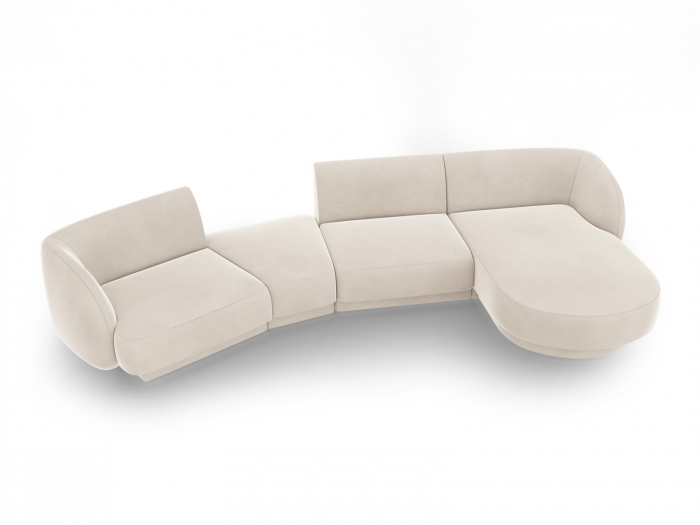 Coltar modular Miley cu tapiterie din catifea si colt pe partea dreapta, bej deschis [2]