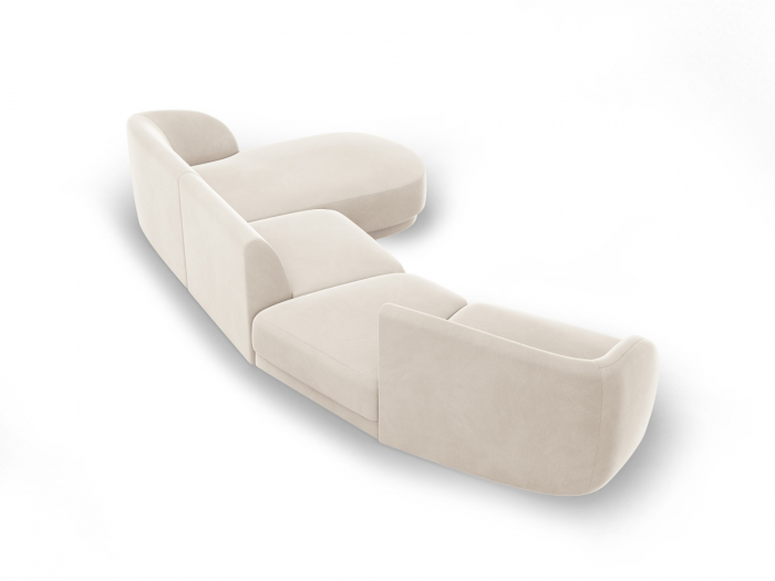 Coltar modular Miley cu tapiterie din catifea si colt pe partea dreapta, bej deschis [4]