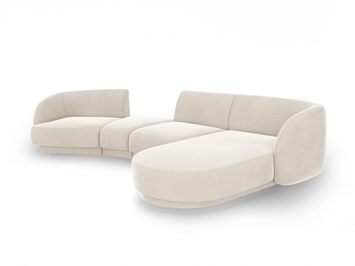 Coltar modular Miley cu tapiterie din catifea si colt pe partea dreapta, bej deschis [3]