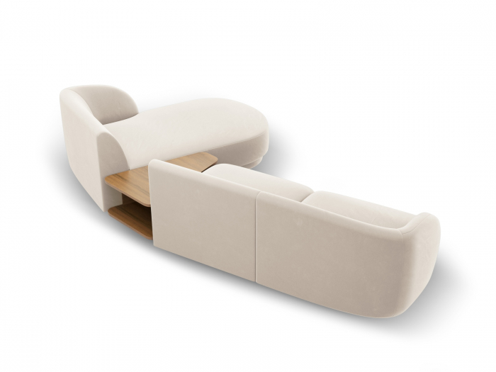 Coltar modular Miley cu tapiterie din catifea si colt pe partea dreapta, bej deschis [4]