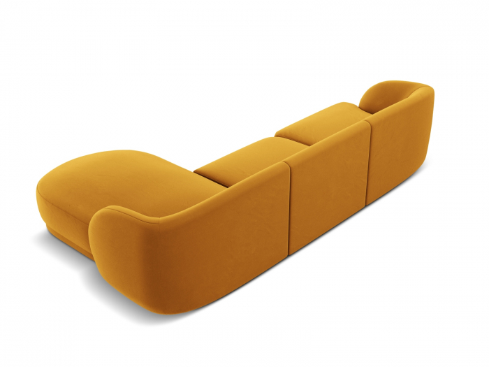 Coltar modular Miley cu tapiterie din catifea si colt pe partea dreapta, galben [3]