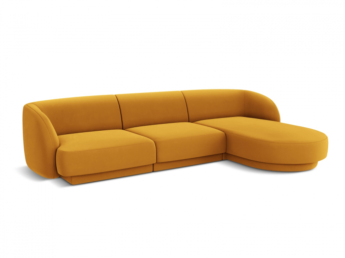 Coltar modular Miley cu tapiterie din catifea si colt pe partea dreapta, galben [2]
