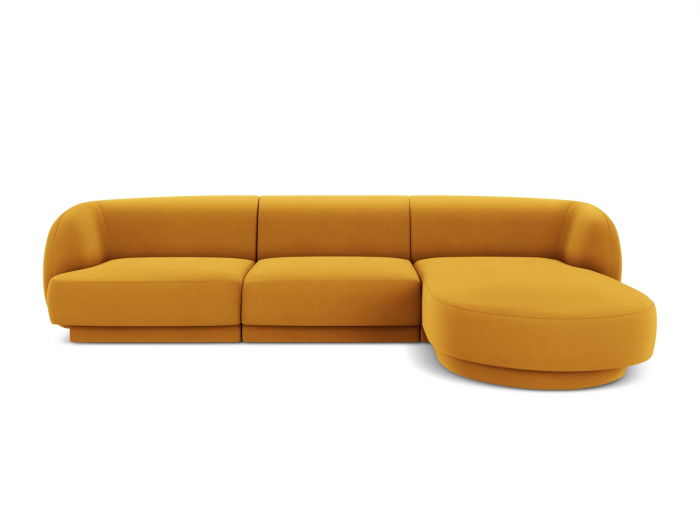 Coltar modular Miley cu tapiterie din catifea si colt pe partea dreapta, galben [1]