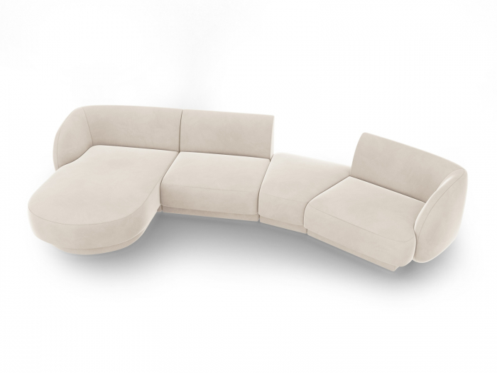 Coltar modular Miley cu tapiterie din catifea si colt pe partea stanga, bej deschis [2]