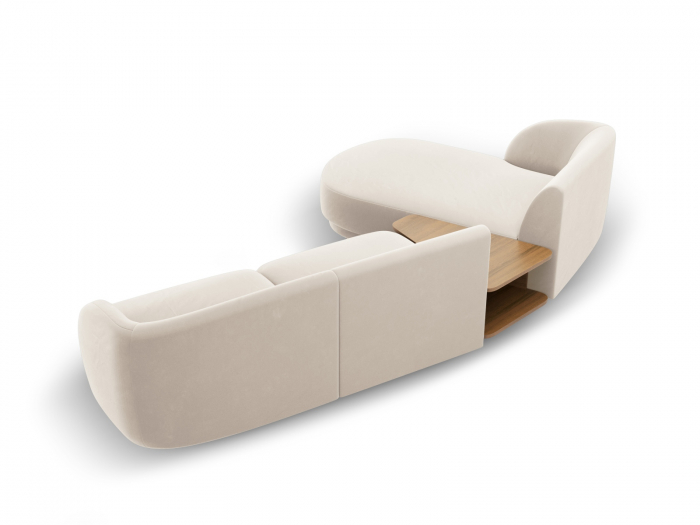 Coltar modular Miley cu tapiterie din catifea si colt pe partea stanga, bej deschis [4]