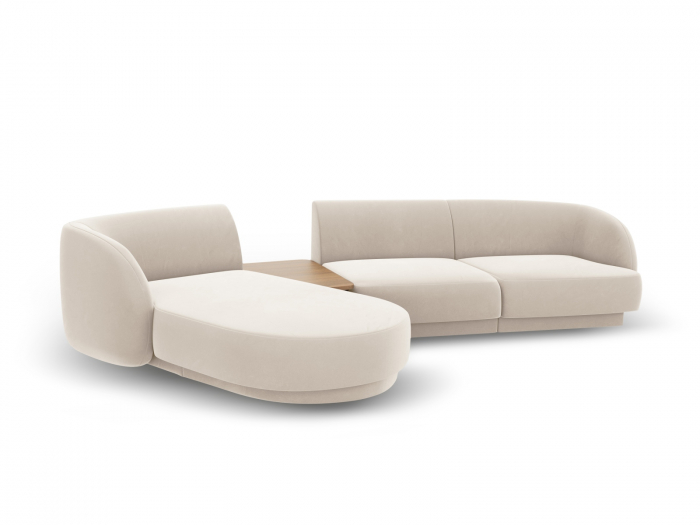 Coltar modular Miley cu tapiterie din catifea si colt pe partea stanga, bej deschis [3]