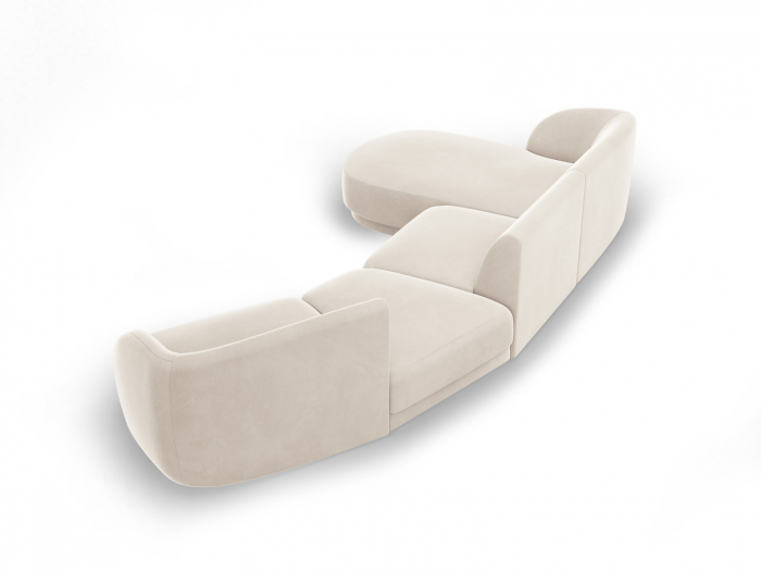 Coltar modular Miley cu tapiterie din catifea si colt pe partea stanga, bej deschis [4]