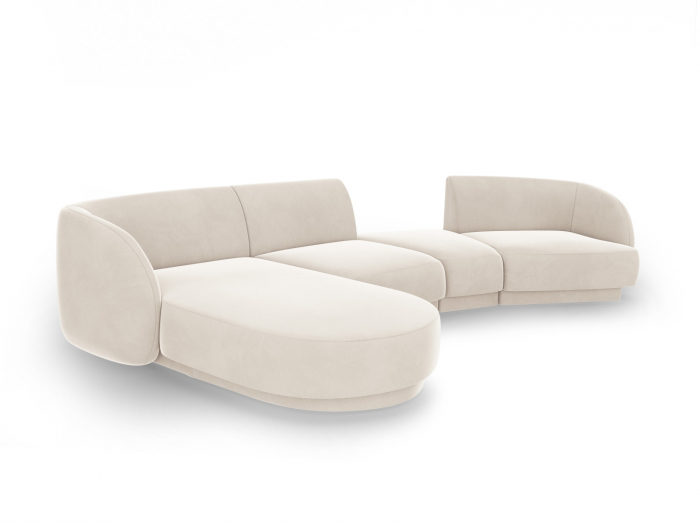 Coltar modular Miley cu tapiterie din catifea si colt pe partea stanga, bej deschis [3]