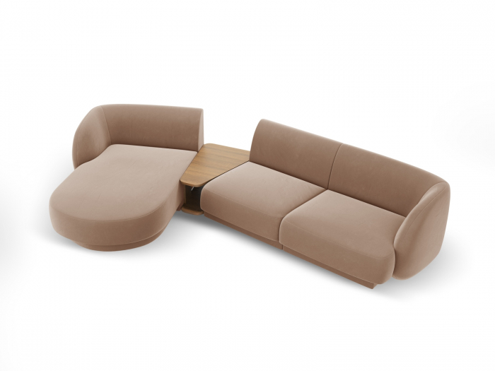 Coltar modular Miley cu tapiterie din catifea si colt pe partea stanga, cappucino [2]