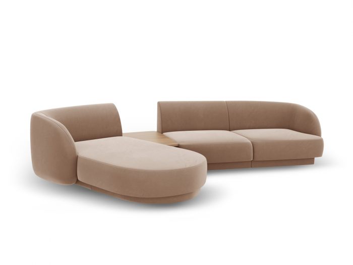 Coltar modular Miley cu tapiterie din catifea si colt pe partea stanga, cappucino [3]