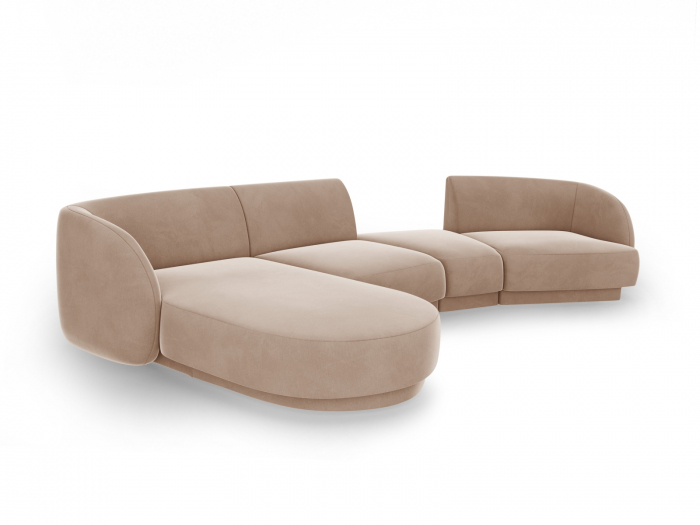 Coltar modular Miley cu tapiterie din catifea si colt pe partea stanga, cappucino [3]