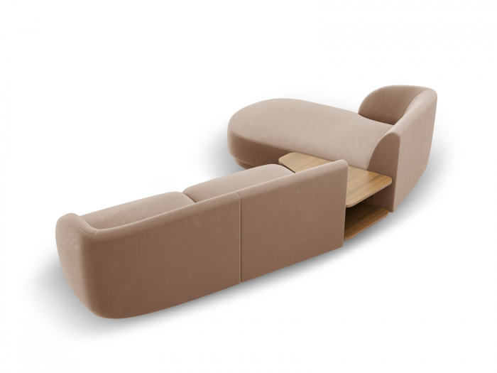 Coltar modular Miley cu tapiterie din catifea si colt pe partea stanga, cappucino [4]
