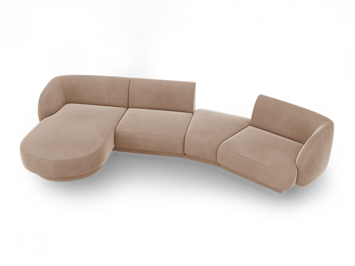 Coltar modular Miley cu tapiterie din catifea si colt pe partea stanga, cappucino [2]