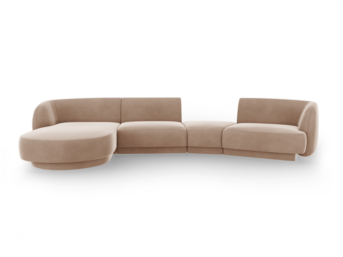Coltar modular Miley cu tapiterie din catifea si colt pe partea stanga, cappucino [1]