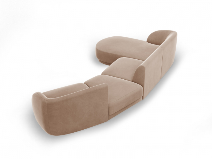 Coltar modular Miley cu tapiterie din catifea si colt pe partea stanga, cappucino [4]