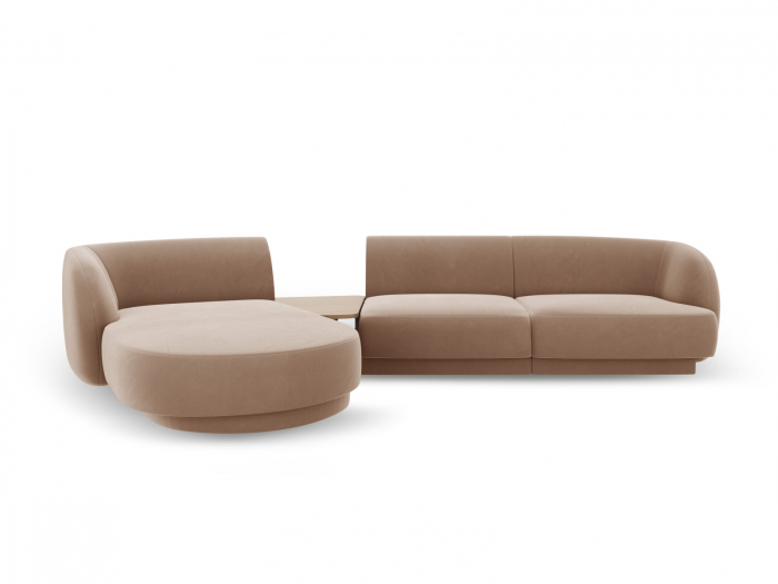 Coltar modular Miley cu tapiterie din catifea si colt pe partea stanga, cappucino [1]