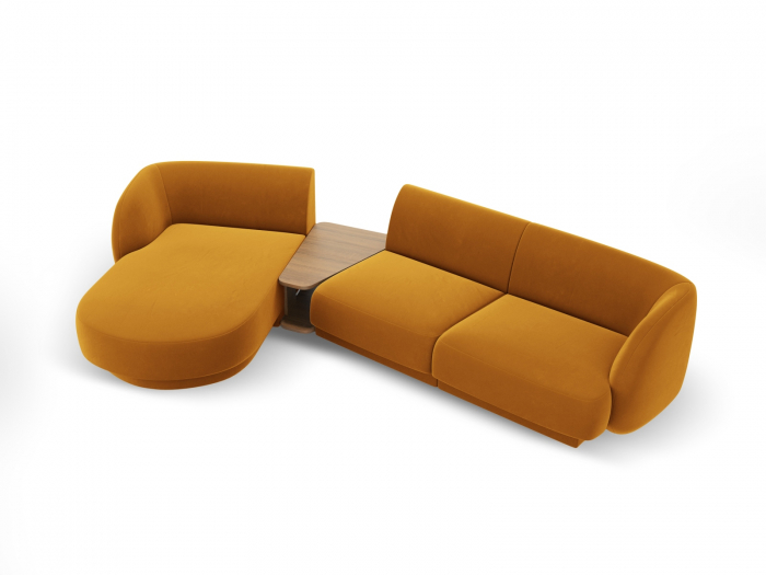 Coltar modular Miley cu tapiterie din catifea si colt pe partea stanga, galben [2]