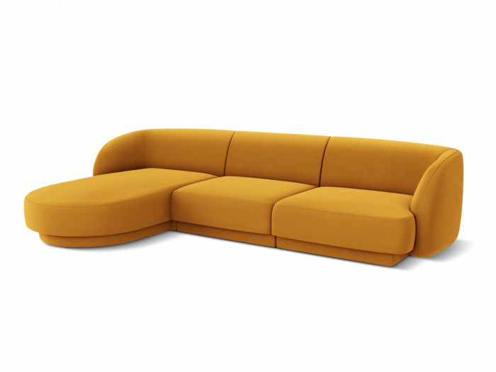 Coltar modular Miley cu tapiterie din catifea si colt pe partea stanga, galben [2]