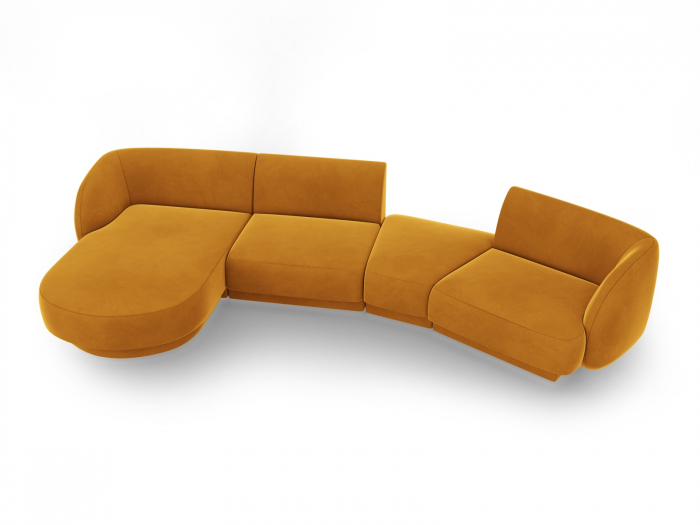 Coltar modular Miley cu tapiterie din catifea si colt pe partea stanga, galben [2]
