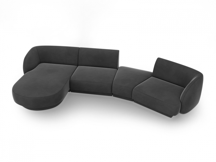 Coltar modular Miley cu tapiterie din catifea si colt pe partea stanga, gri [2]