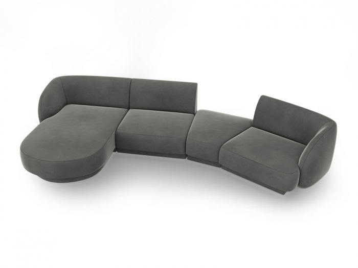 Coltar modular Miley cu tapiterie din catifea si colt pe partea stanga, gri deschis [2]