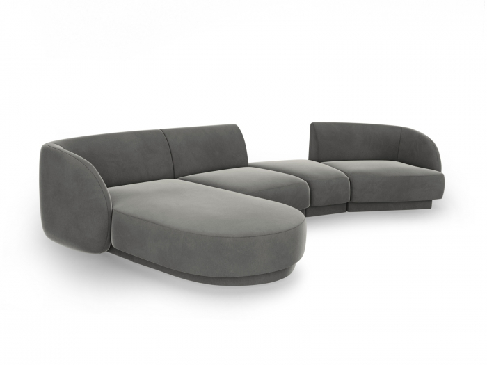 Coltar modular Miley cu tapiterie din catifea si colt pe partea stanga, gri deschis [3]