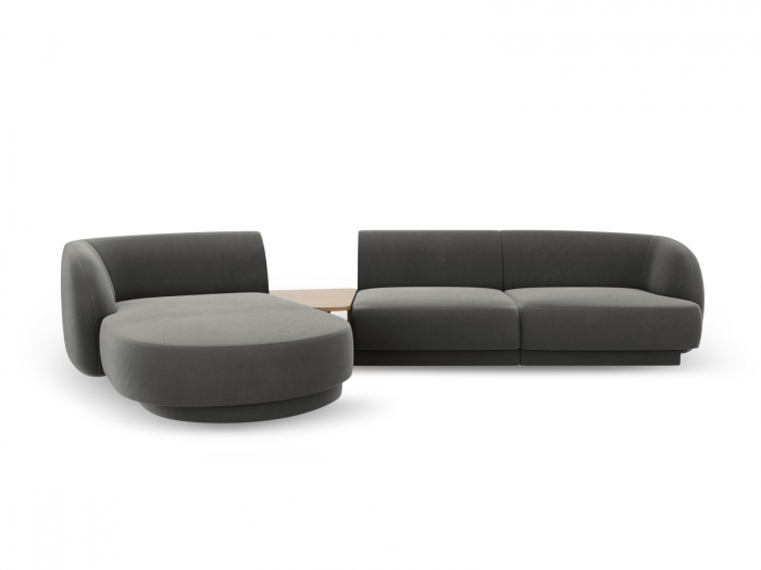 Coltar modular Miley cu tapiterie din catifea si colt pe partea stanga, gri deschis [1]
