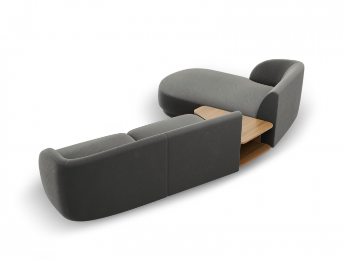 Coltar modular Miley cu tapiterie din catifea si colt pe partea stanga, gri deschis [4]