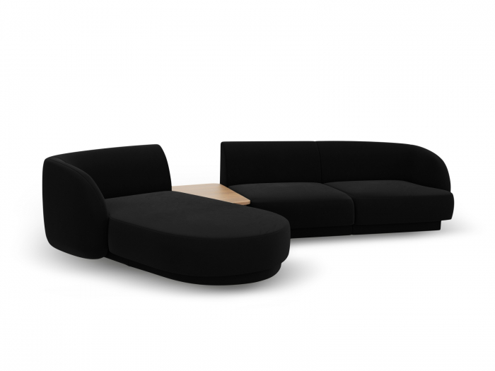 Coltar modular Miley cu tapiterie din catifea si colt pe partea stanga, negru [3]