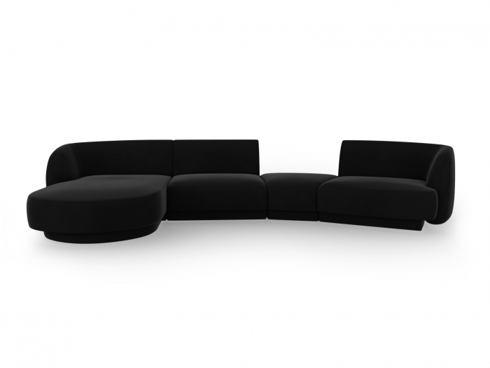Coltar modular Miley cu tapiterie din catifea si colt pe partea stanga, negru [1]